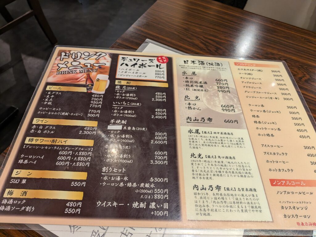 ネギと粉　ドリンクメニュー