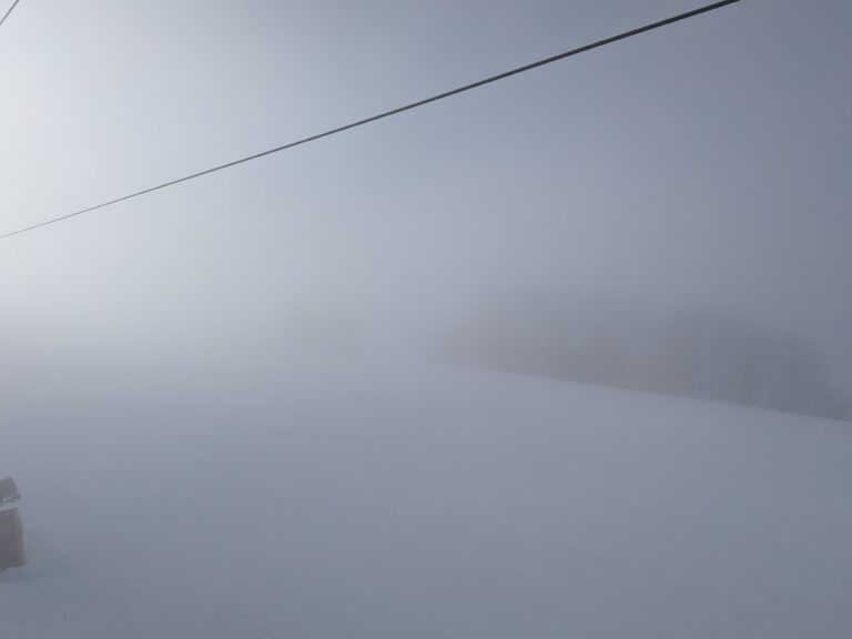 Near whiteout conditions at Kijimadaira Ski Resort