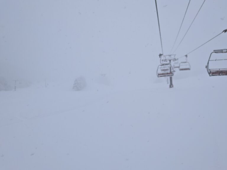 Snowy forest and ski lift at Kijimadaira