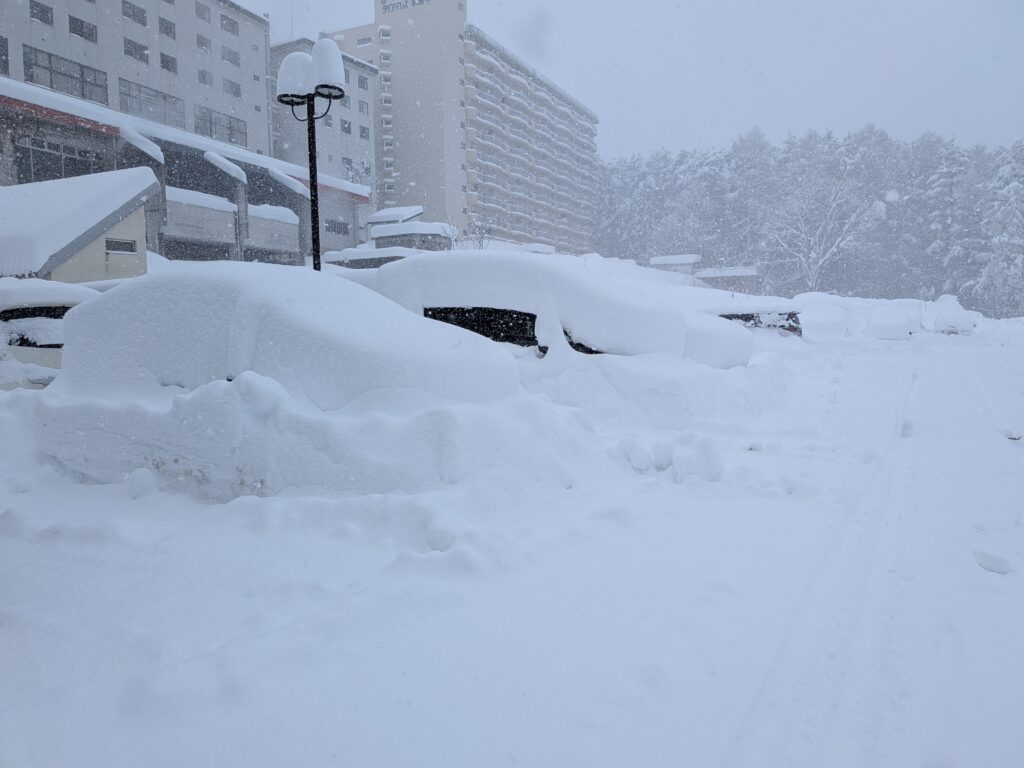 完全に雪に埋もれた車