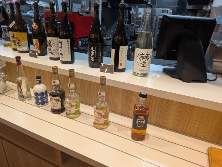 Japanese sake and shochu selection display