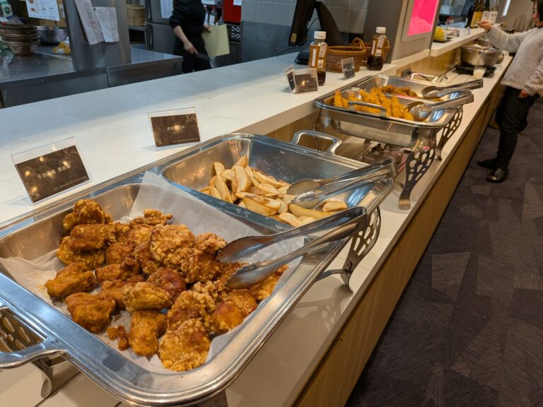 Fried chicken, shrimp, and french fries
